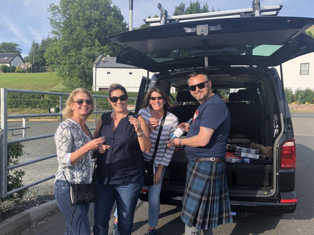 Ladies enjoying a private tour with Tour Guide Scotland at Glengoyne Whisky Distillery on a 7 day tour of scotland tour