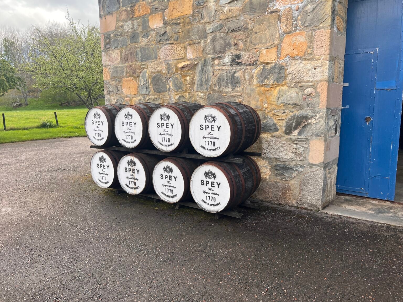 Barrels outside the Spey distillery