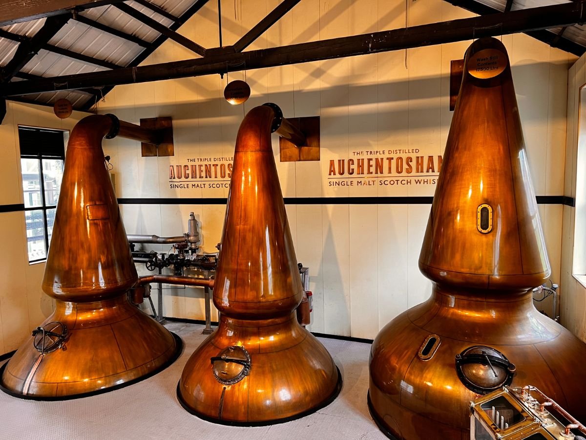 The Three Copper Stills at Auchentoshan Distillery Glasgow The Three Copper Stills at Auchentoshan Distillery Glasgow