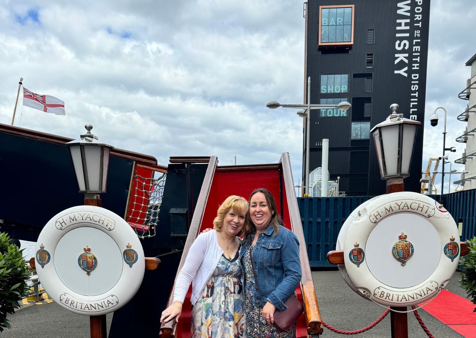 The Royal Yacht Britannia gangway for a picture opportunity on our private day