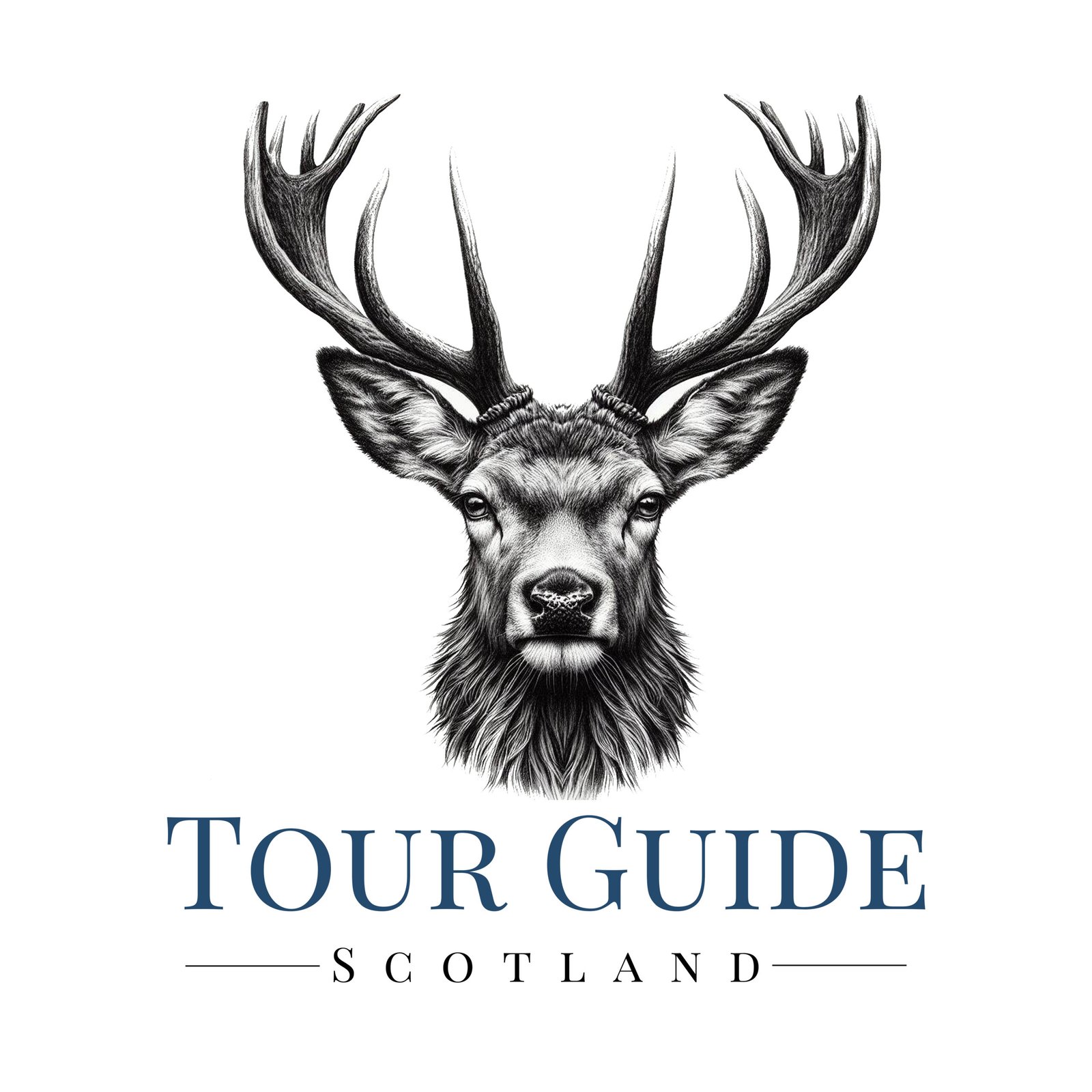 Tour Guide Scotland logo with stag head illustration