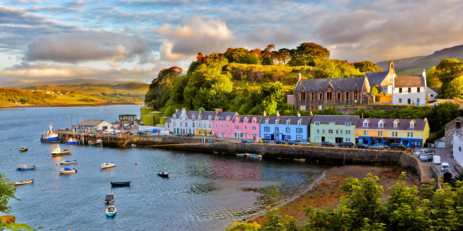 Colourful harbour houses in Portree, Isle of Skye, Scotland