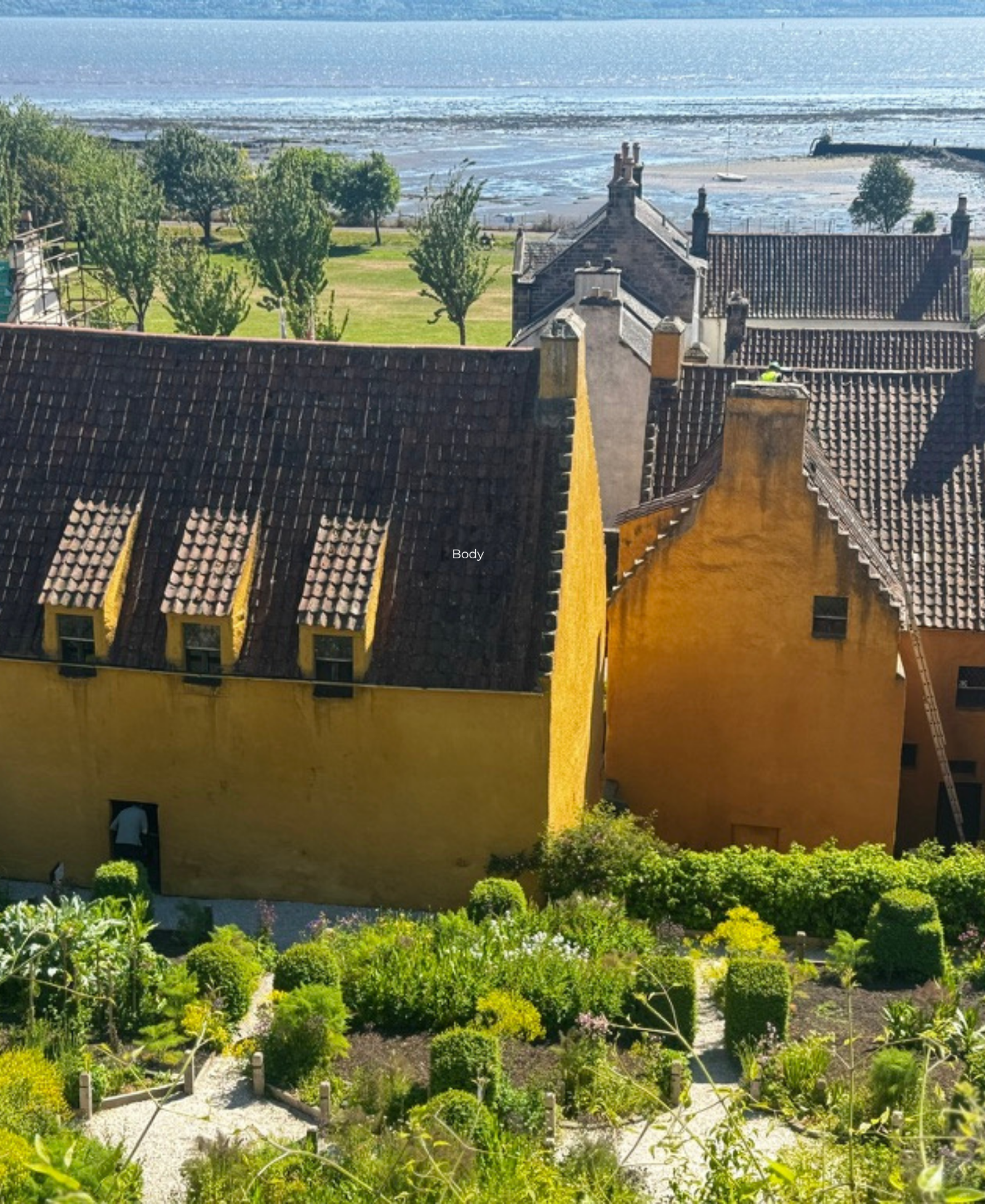 The ochre-walled Culross Palace and its terraced garden, overlooking the Firth of Forth