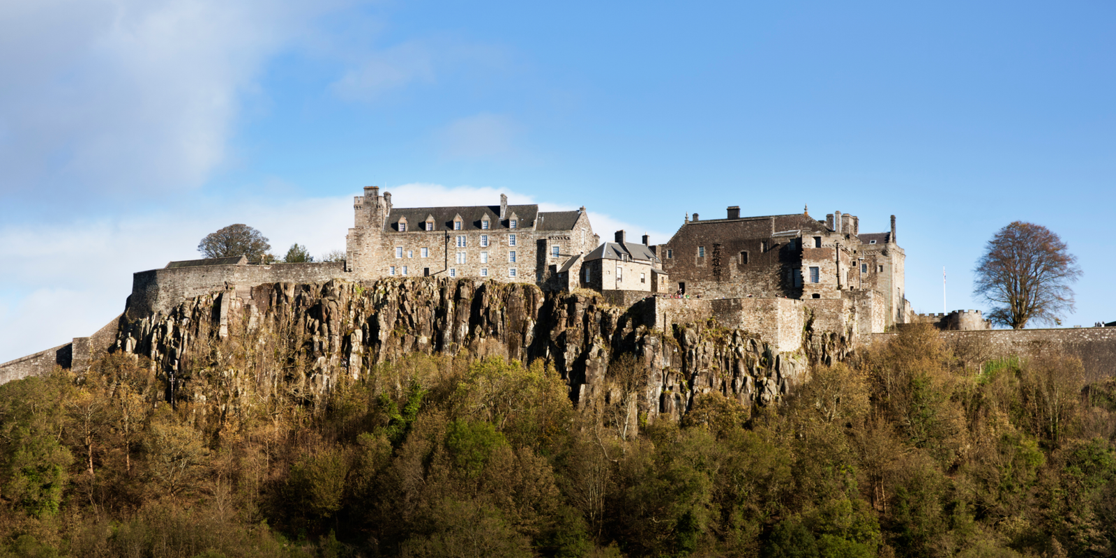Stirling Castle perched on a rocky crag above the Scottish countryside