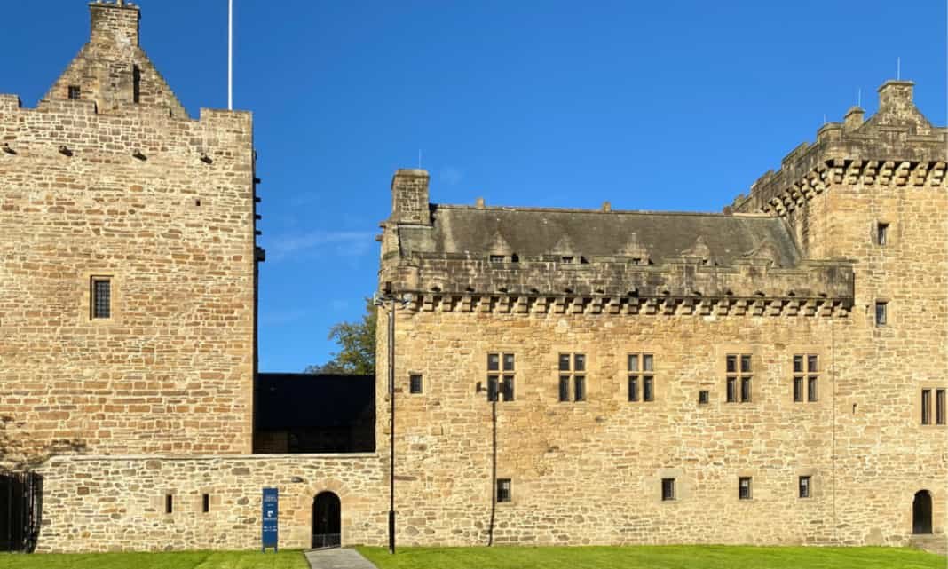 Dean Castle's keep and courtyard, featured on our private Ayrshire tour
